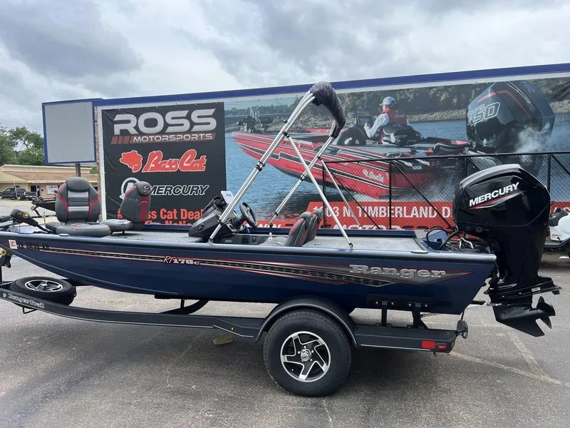 Slide: The Image of 2022 Ranger RT178C boat with Mercury engine at Ross Motorsports dealership. - 1