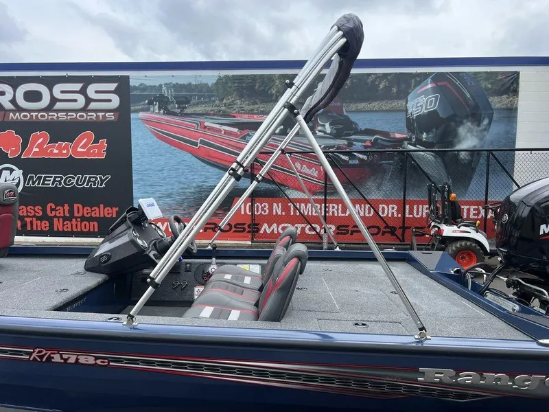 Slide: The Image of 2022 Ranger RT178C boat displayed at Ross Motorsports dealership. - 6