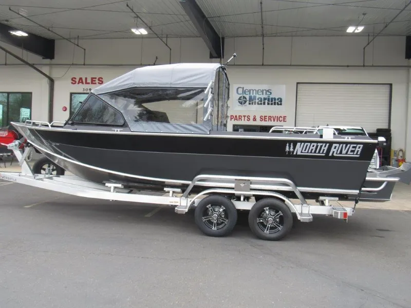 Slide: The Image of 2025 North River 23 SEAHAWK RTF boat on trailer at Clemens Marina. - 2