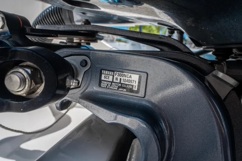 Slide: The Image of Close-up of Yamaha F300NCA engine on 2017 Cobia 237 CC boat. - 34