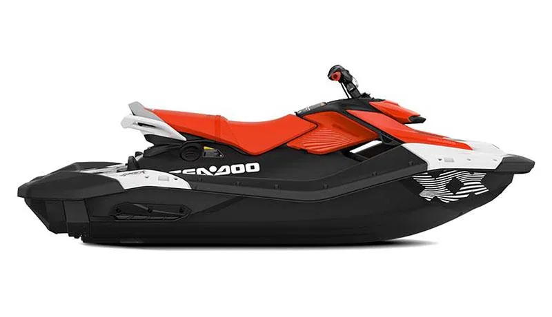 Slide: The Image of 2024 Sea-Doo SPARK TRIXX 3UP IBR, vibrant red and black design, side view. - 1