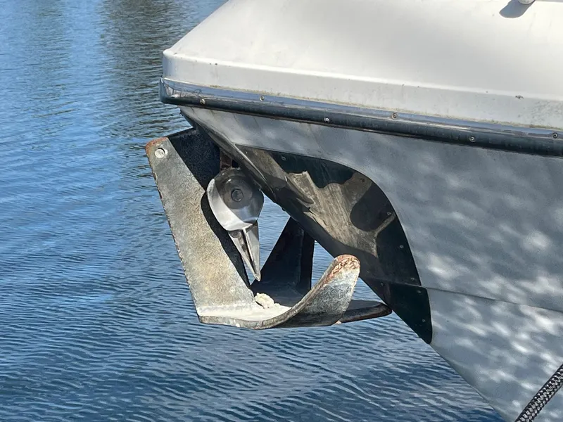 Slide: The Image of Bow of 1993 Kha Shing Motoryacht with anchor over calm water. - 7