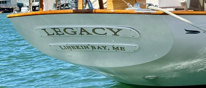 Slide: The Image of Aage Nielsen 50' Ketch "Legacy" docked at Linekin Bay, ME, 1956 model. - 7