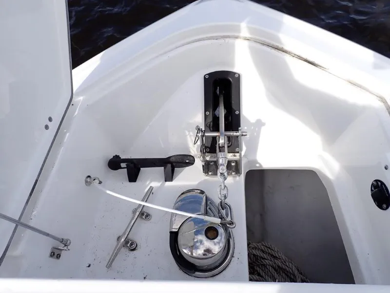 Slide: The Image of 2023 Monterey 385 Super Sport boat anchor system with chain and cleat. - 27
