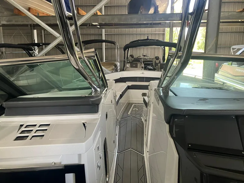 Slide: The Image of 2023 Monterey 385 Super Sport boat interior with sleek design and modern features. - 33