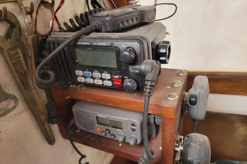 Slide: The Image of Radio equipment inside a 1971 Dyer 29 classic downeast bass boat. - 24