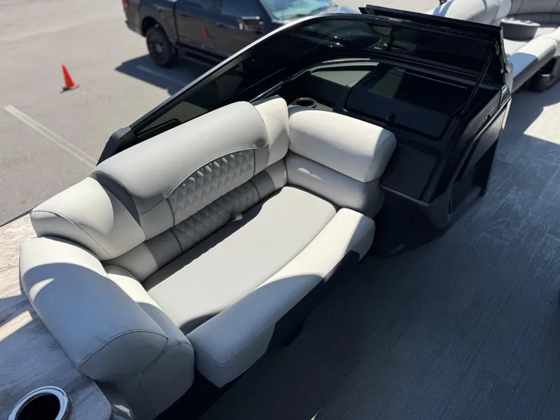 Slide: The Image of Luxurious seating on 2025 Avalon Excalibur 27' boat, featuring sleek design and comfort. - 25