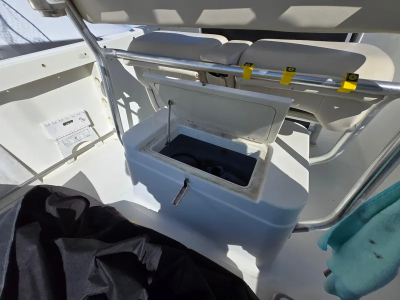Slide: The Image of 2009 Hydra-Sports Vector 2200 CC boat interior with open storage compartment. - 23