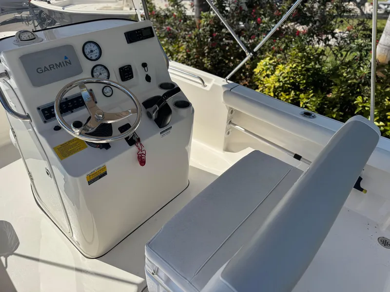 Slide: The Image of 2022 Key West 189 FS boat console with Garmin navigation system. - 11