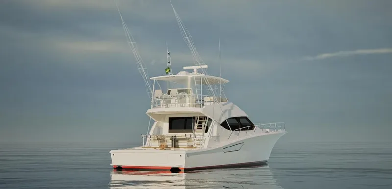 Slide: The Image of 2026 Pro Boat Yachts Pro Boat 68 on calm water, showcasing sleek design and modern features. - 2