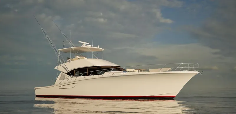 Slide: The Image of Luxury Pro Boat 68 yacht on calm waters, 2026 model, elegant design. - 8