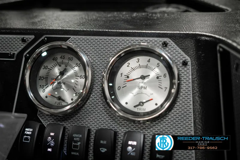 Slide: The Image of Dashboard of 2025 Lund 1675 Adventure SS boat with speedometer and RPM gauges. - 28