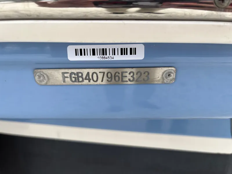 Slide: The Image of 2023 Chaparral 23 SSIOB boat identification plate with serial number and barcode. - 25