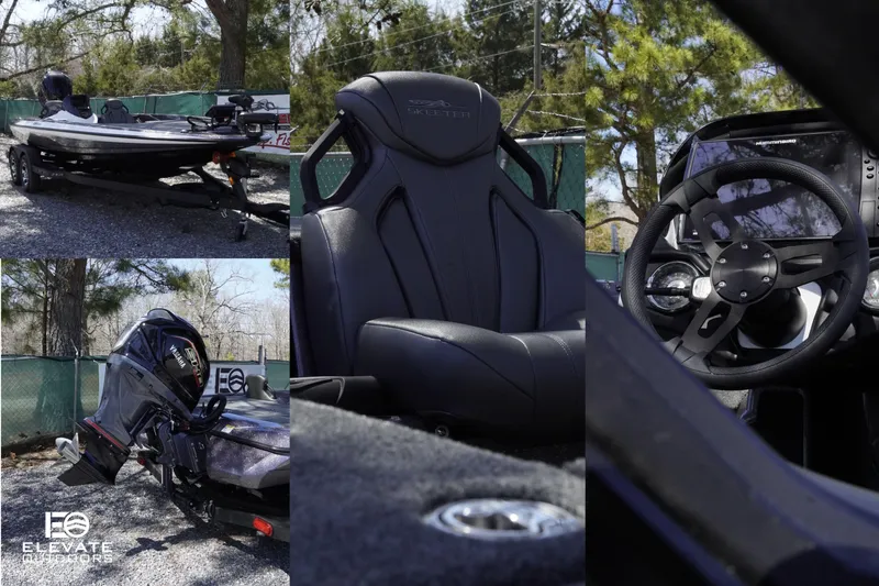 Slide: The Image of 2025 Skeeter ZXR 20 SE boat featuring sleek design, comfortable seating, and advanced steering wheel. - 12