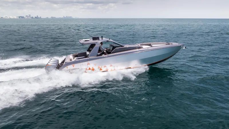 The Image of 2025 Cigarette 42 Auroris speedboat cruising on open water. - 0