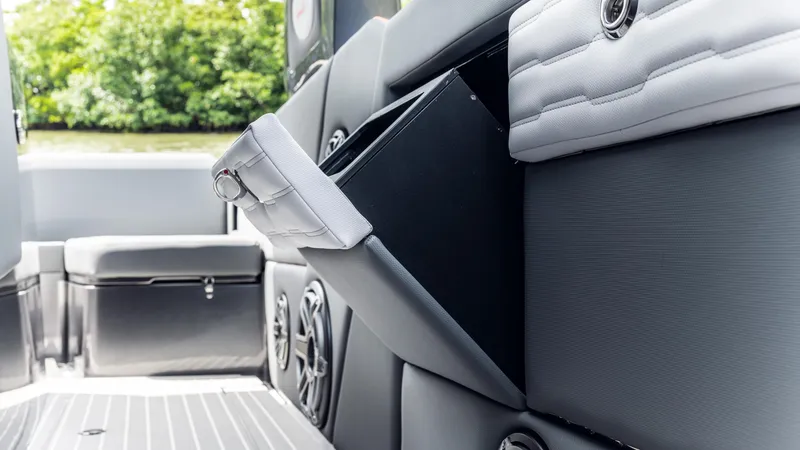 Slide: The Image of 2025 Cigarette 42 Auroris boat interior with sleek storage compartment and modern design. - 41
