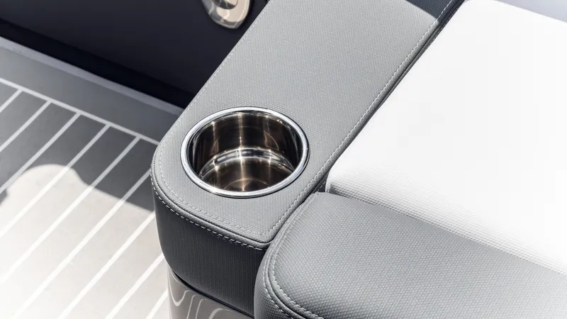 Slide: The Image of Cup holder on 2025 Cigarette 42 Auroris boat with sleek upholstery design. - 44