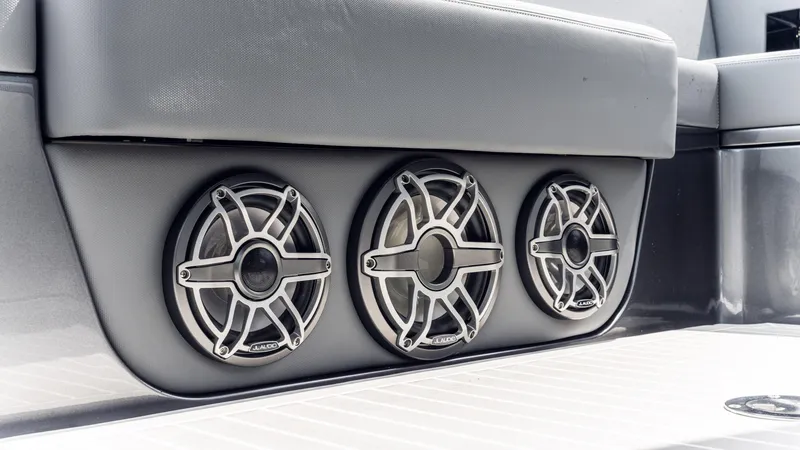 Slide: The Image of Speakers on 2025 Cigarette 42 Auroris boat, showcasing sleek design and premium audio system. - 47