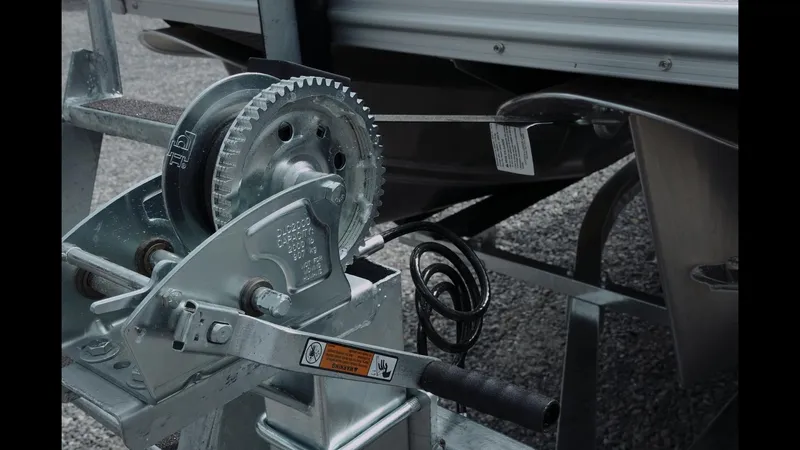 Slide: The Image of Trailer winch mechanism for 2025 Tahoe Pontoon Sport 85 Cruise boat. - 28