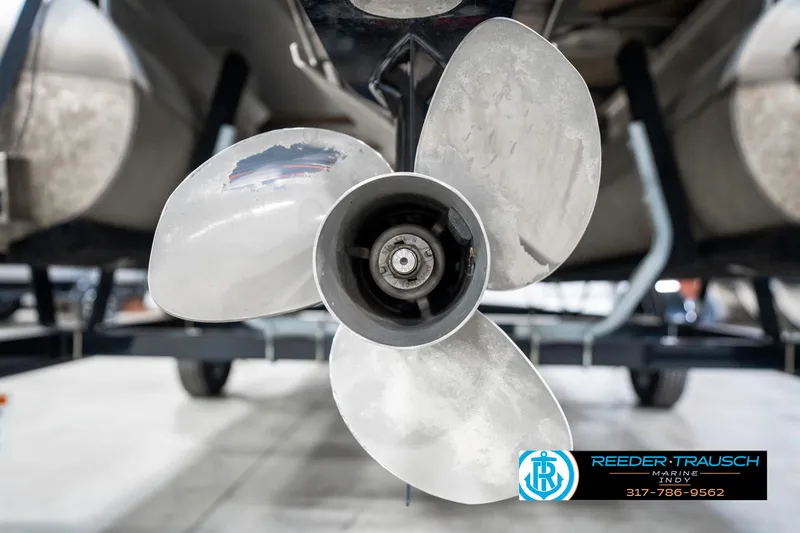 Slide: The Image of Propeller of a 2018 Bennington 20 SLMX boat on a trailer. - 49