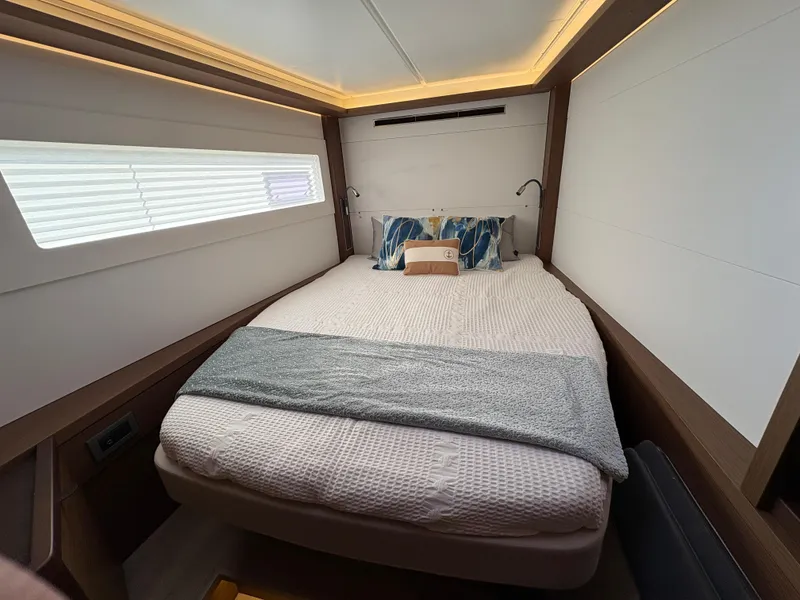 Slide: The Image of Luxurious cabin interior of 2018 Dufour 560 Exclusive yacht with cozy bedding. - 32