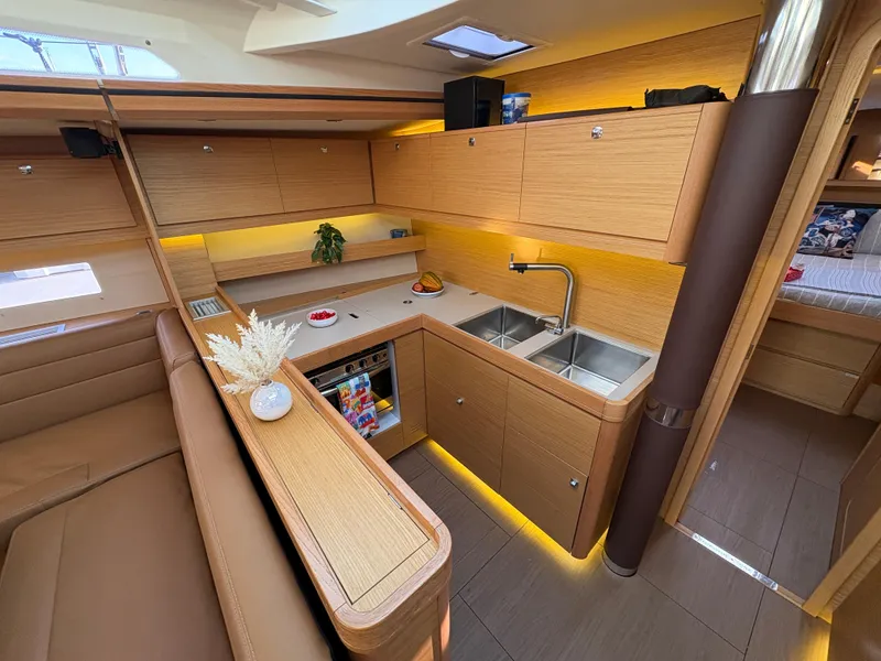Slide: The Image of Luxurious interior of 2018 Dufour 560 Exclusive yacht with modern kitchen design. - 40