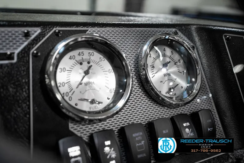 Slide: The Image of Dashboard of 2025 Lund 1775 Adventure Sport with speedometer and RPM gauges. - 36
