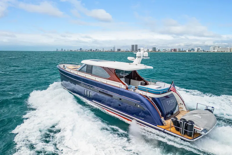 Slide: The Image of Luxury Steeler 60 S Performance yacht cruising on open sea, 2021 model. - 10