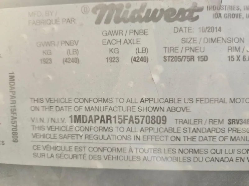 Slide: The Image of Label displaying vehicle specifications and compliance details for a 2015 Sea Ray SPX 190. - 43