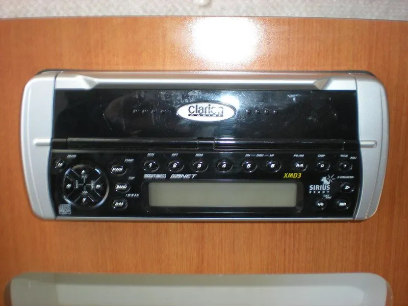 Slide: The Image of Clarion marine stereo system in 2006 Seaswirl Striper boat interior. - 21