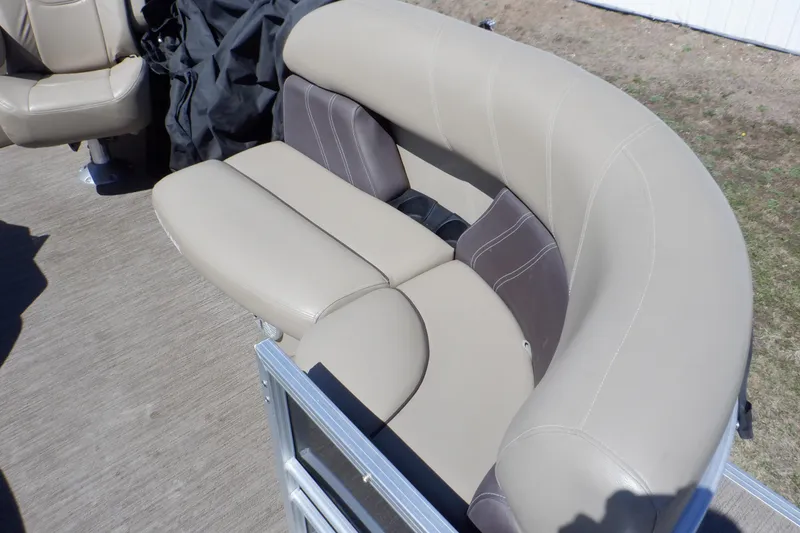 Slide: The Image of 2021 Sylvan Mirage 820 LZ boat seating with beige and brown upholstery. - 15