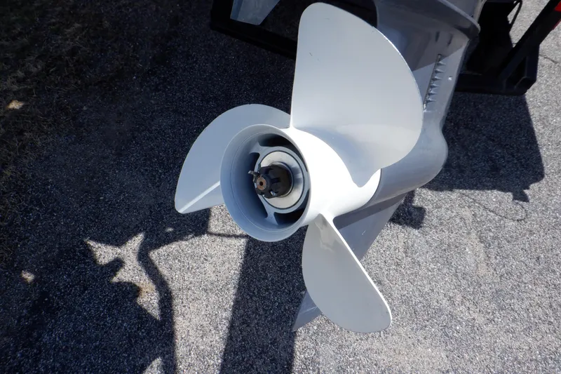 Slide: The Image of Propeller of 2021 Sylvan Mirage 820 LZ boat on asphalt surface. - 7