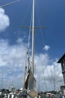 Slide: The Image of Bow of 1987 Morgan Catalina Morgan 41 Classic sailboat at dock. - 9