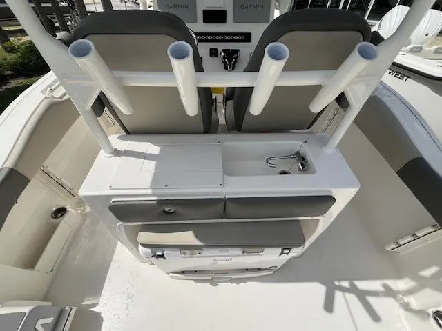 Slide: The Image of 2025 Key West 263 FS boat interior with rod holders and seating. - 5