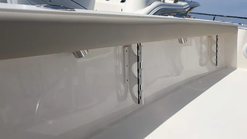 Slide: The Image of 2025 Key West 210 Bay Reef boat interior detail with sleek white finish. - 12
