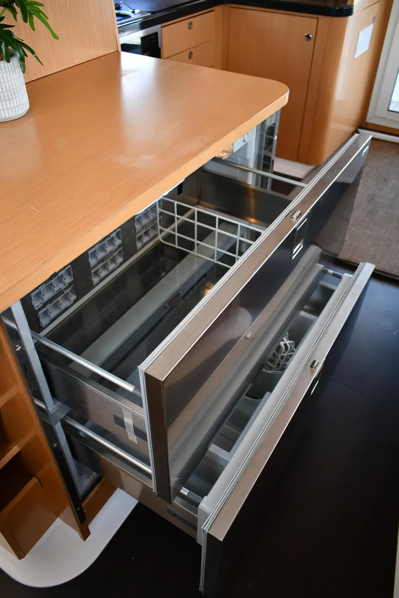 Slide: The Image of Modern kitchen drawers in a 2012 Fountaine Pajot 40 catamaran, showcasing sleek design and functionality. - 33