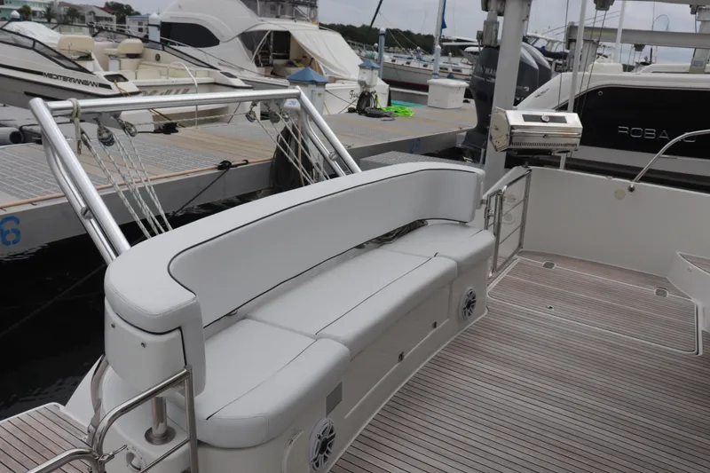 Slide: The Image of Luxurious 2012 Fountaine Pajot 40 catamaran with spacious seating and sleek design at marina. - 9