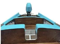 Slide: The Image of 2025 Starcraft 57 SKI CHAMP boat interior with blue accents and motor. - 11