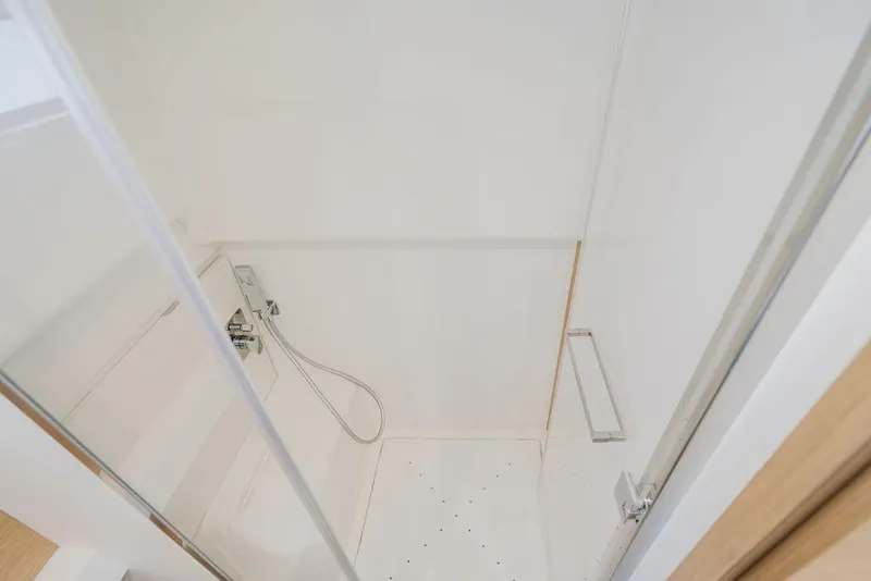 Slide: The Image of Shower area in 2022 Pardo Yachts 43, featuring sleek design and modern fixtures. - 4
