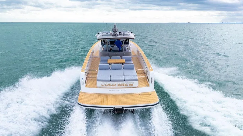 Slide: The Image of 2022 Pardo Yachts 43 cruising on open water, showcasing sleek design and powerful performance. - 24