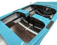 Slide: The Image of 2025 Starcraft 57 SKI CHAMP boat interior with blue and wood accents. - 12