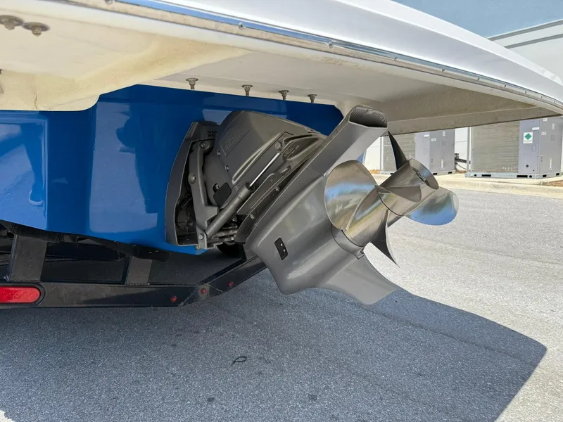 Slide: The Image of 2011 Regal 2500 Bowrider boat propeller and stern drive on trailer. - 3