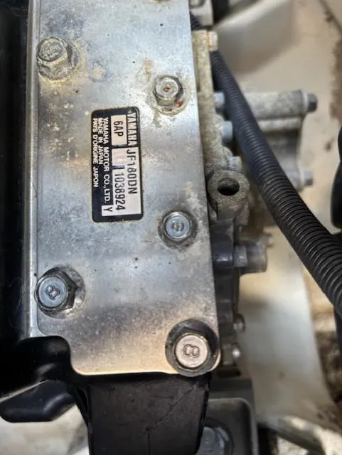 Slide: The Image of Close-up of Yamaha 242 Limited S 2016 engine component with visible serial number. - 19