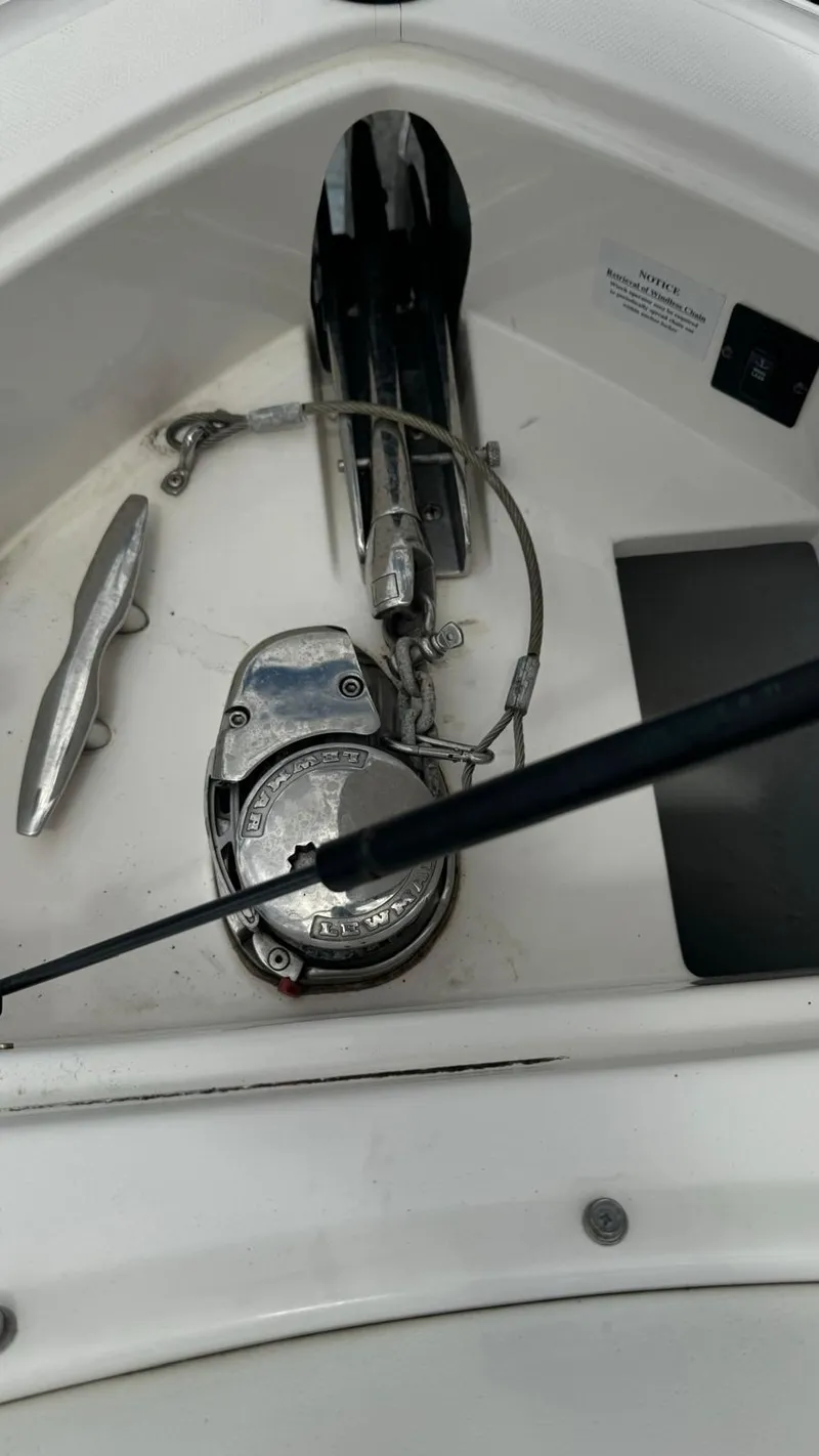 Slide: The Image of 2017 Regal 29 OBX boat anchor system with winch and cleat. - 14