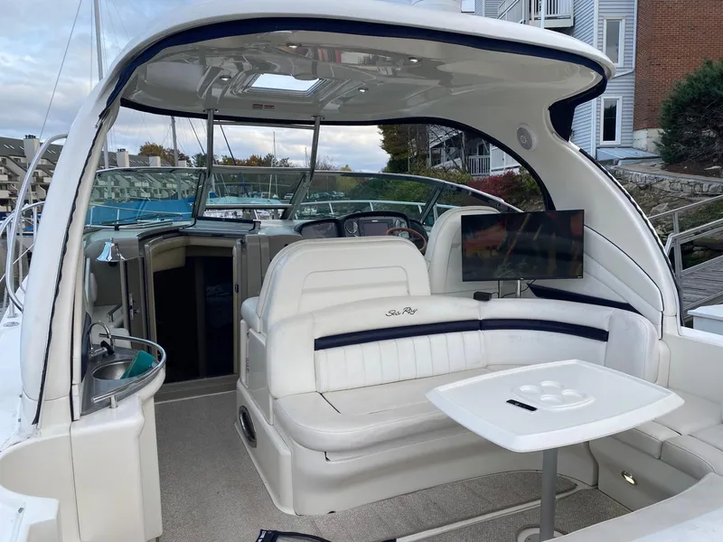 Slide: The Image of 2007 Sea Ray 40 Sundancer yacht with spacious seating and modern amenities. - 2