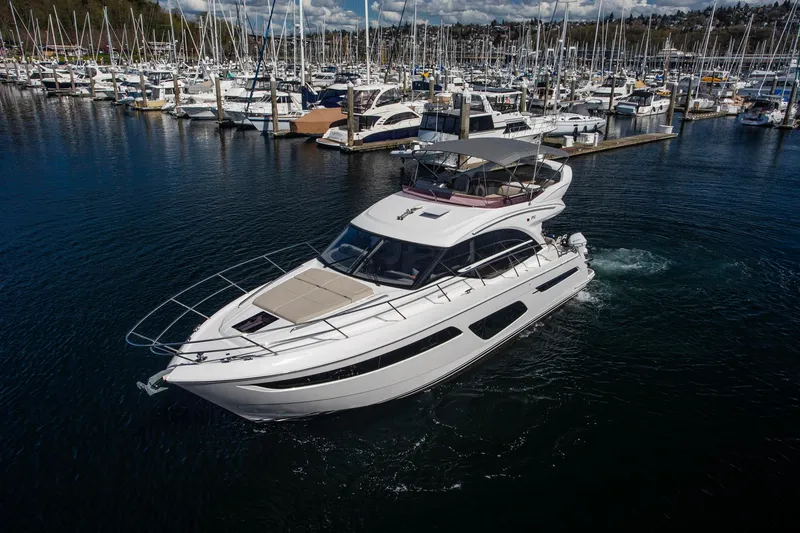 Slide: The Image of Luxury Princess F50 yacht cruising in a marina, 2022 model. - 3