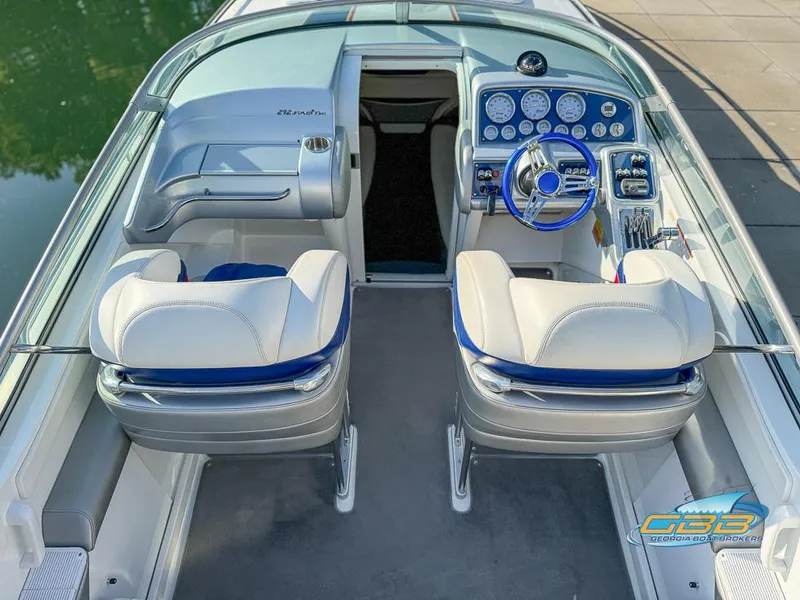 Slide: The Image of 2008 Formula 292 FASTech boat interior with dual seats and modern dashboard. - 14