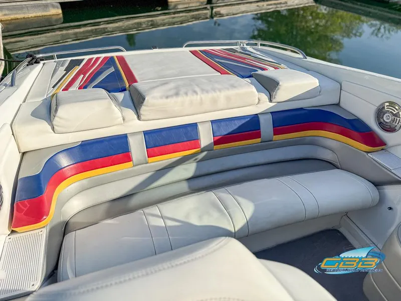 Slide: The Image of 2008 Formula 292 FASTech boat interior with colorful seating and sleek design. - 15