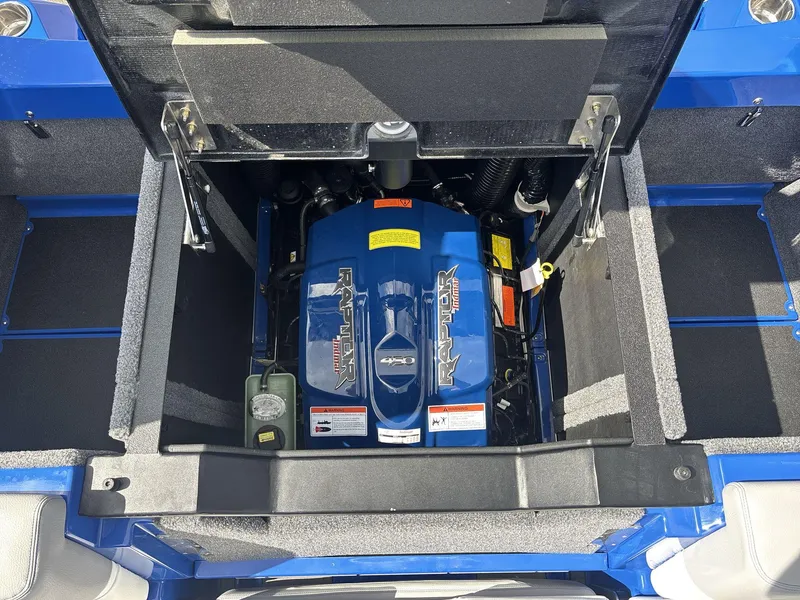 Slide: The Image of Engine compartment of a 2022 Supra SE 450 boat, featuring a Raptor motor. - 18