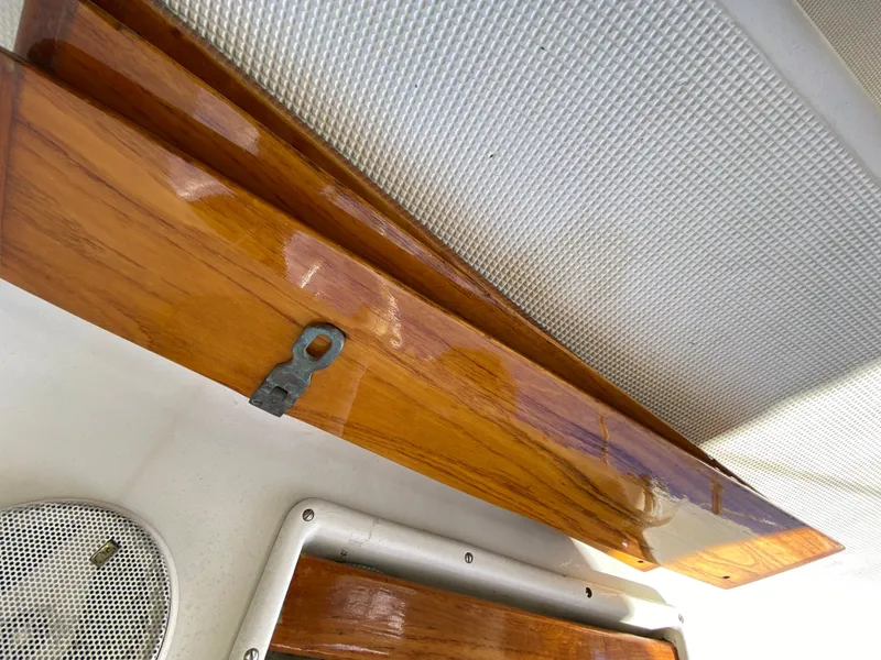 Slide: The Image of Polished wood detail on 1986 Pacific Seacraft Crealock 37 sailboat interior. - 19